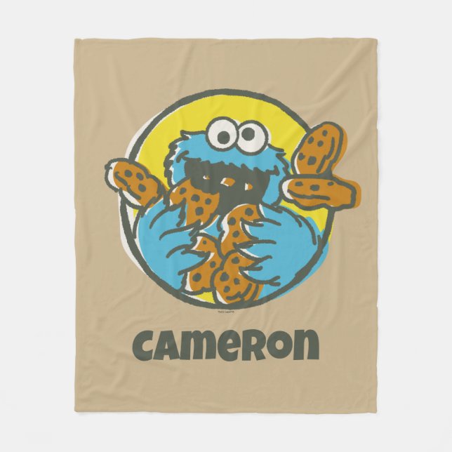 Retro Cookie Monster Fleecedecke (Vorderseite)