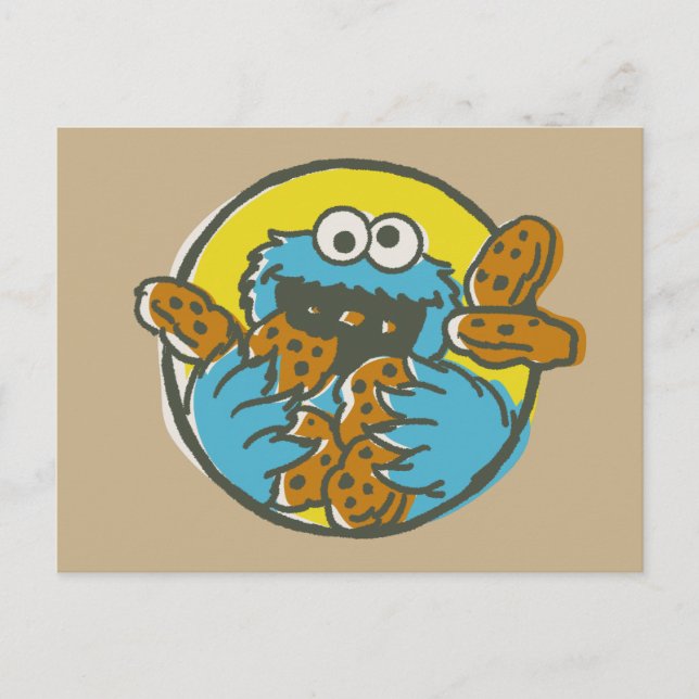 Retro Cookie Monster Postkarte (Vorderseite)
