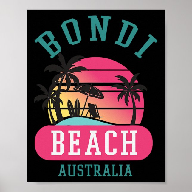 Retro Cool Bondi Beach Original Australien Strände Poster (Vorne)