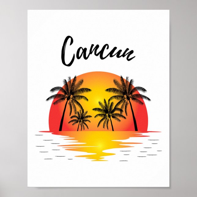 Retro Cool Cancun Original Mexico Strände Sunset N Poster (Vorne)