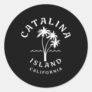 Retro Cool Catalina Island Palme Mens Womens C Runder Aufkleber