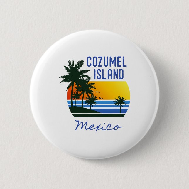Retro Cool Cozumel Original Mexiko Strände Frauen Button (Vorderseite)