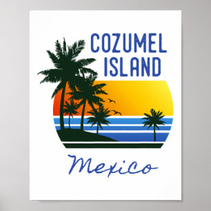 Retro Cool Cozumel Original Mexiko Strände Frauen Poster
