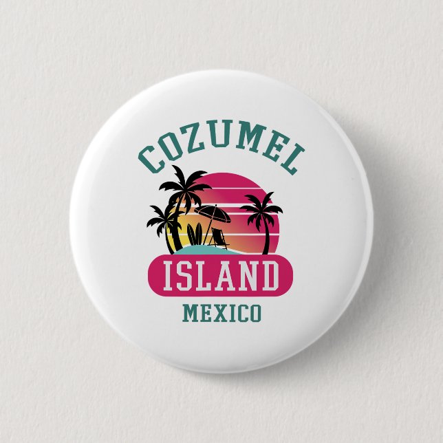 Retro Cool Cozumel Original Mexiko Strände Sunset Button (Vorderseite)