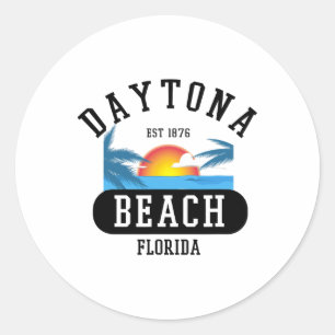Retro Cool Daytona Beach Mens Womens Florida Beach Runder Aufkleber
