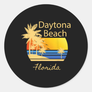 Retro Cool Daytona Beach Mens Womens Florida Beach Runder Aufkleber