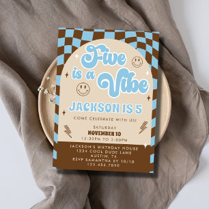 Retro Cool Five ist eine Vibe Boys 5. Geburtstagsp Einladung