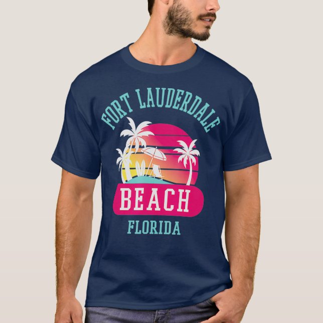 Retro Cool Ft Lauderdale Mens Womens FL Beaches T-Shirt (Vorderseite)
