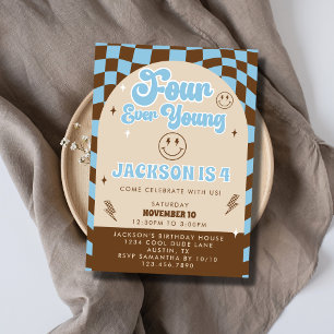 Retro Cool Für Immer Junge Jungen 4. Geburtstagsfe Einladung