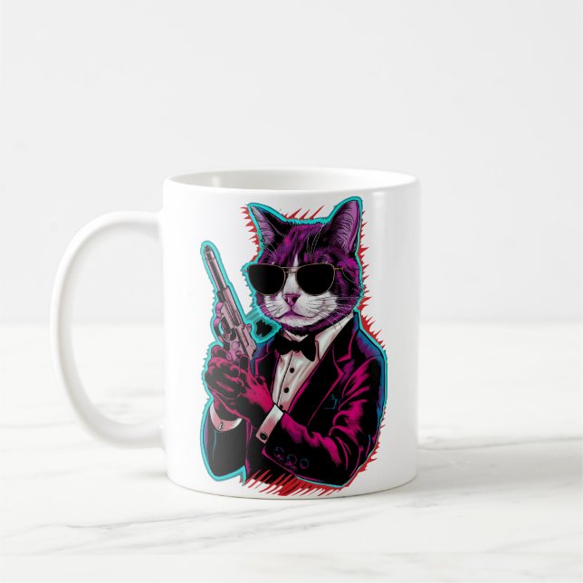 Retro Cool Katzenspy Kaffeetasse (Links)