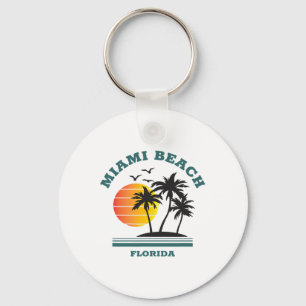 Retro Cool Miami Beach Mens Womens Florida Beach Schlüsselanhänger