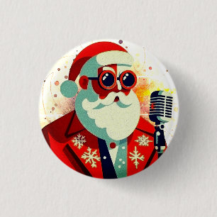 Retro Cool Santa Button