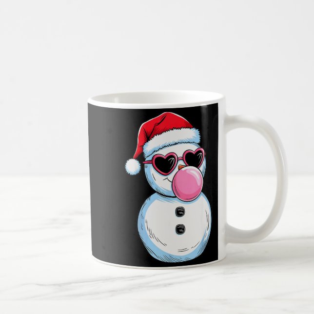 Retro Cool Snowman With Sungles Christmas Blowing  Kaffeetasse (Rechts)