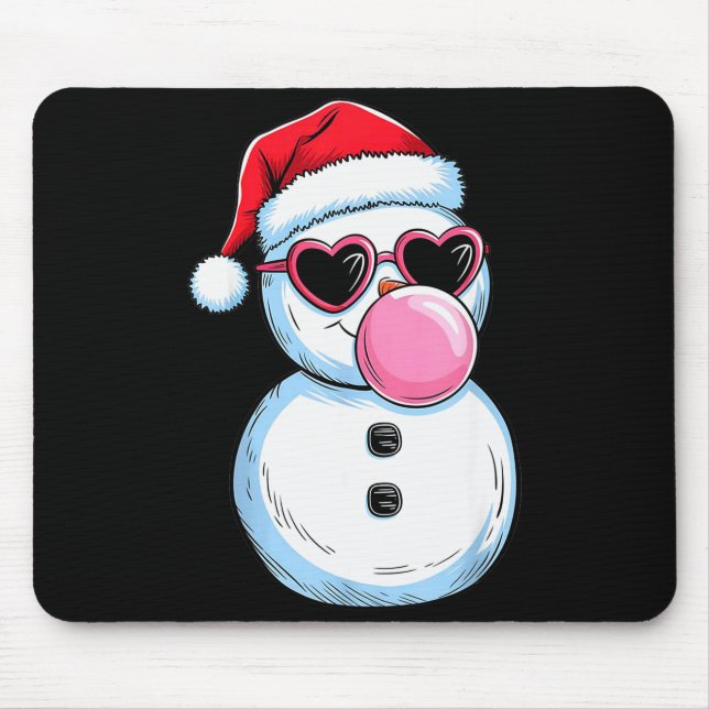 Retro Cool Snowman With Sungles Christmas Blowing  Mousepad (Vorne)