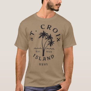 Retro Cool St Croix USVI Beach Palm Tree Novelty T-Shirt