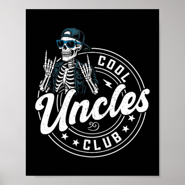 Retro Cool Uncles Club Funny Skeleton New Uncle Me Poster (Vorne)