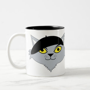 Retro coole Beatnik-Katzen-Kaffee-Tasse Zweifarbige Tasse