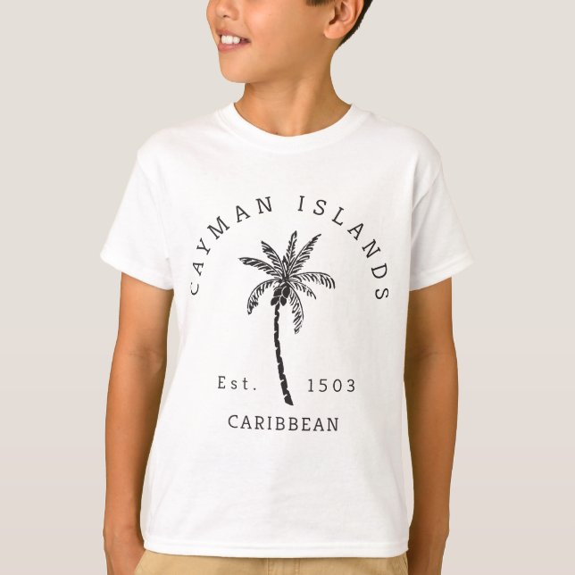 Retro Coole Cayman Islands Original Beach Palm Tre T-Shirt (Vorderseite)