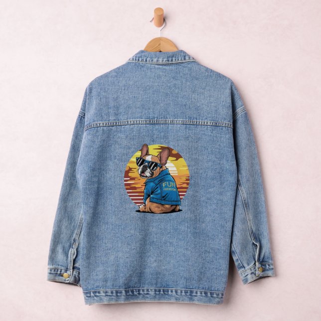 Retro Coole französische Bulldog Denim Jacket Jeansjacke (Hangar)