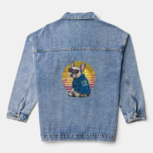Retro Coole französische Bulldog Denim Jacket