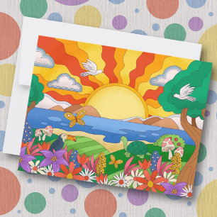 Retro Coole Landschaft Mitteilungskarte