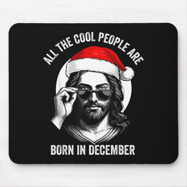 Retro Coole Leute Werden Im Dezember Christlich C  Mousepad (Vorne)