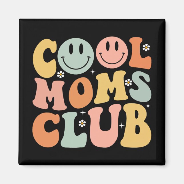 Retro Coole Mamas Club Mama Smile Happy Face Mütte Magnet (Vorne)