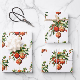 Retro Coole Weihnachtsbaumdekorationen Geschenkpapier Set