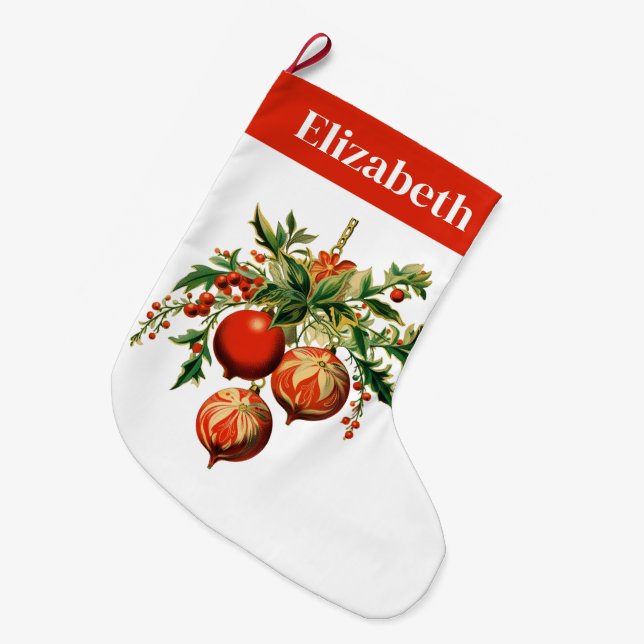 Retro Coole Weihnachtsbaumdekorationen Großer Weihnachtsstrumpf (Vorderansicht (hängend))