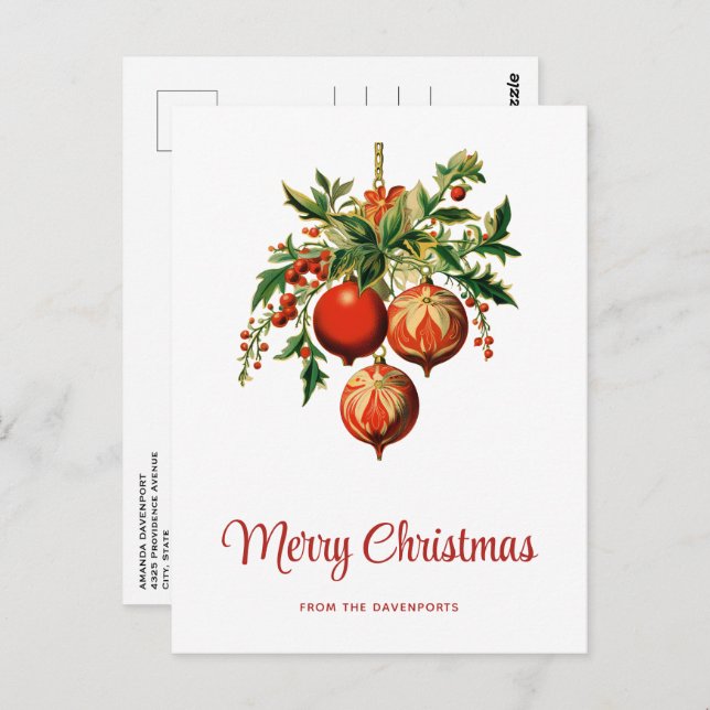 Retro Coole Weihnachtsbaumdekorationen Postkarte (Vorne/Hinten)