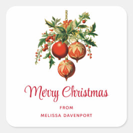 Retro Coole Weihnachtsbaumdekorationen Quadratischer Aufkleber