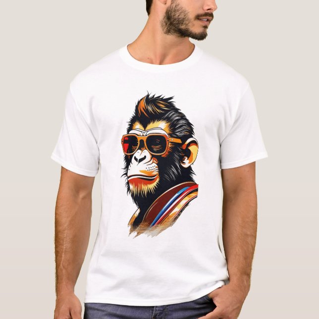 Retro cooler Affenkönig mit Sonnenbrille T - Shirt (Vorderseite)
