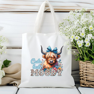 Retro Cooler Highland-Kuh "Süß aber launisch" Blau Tragetasche