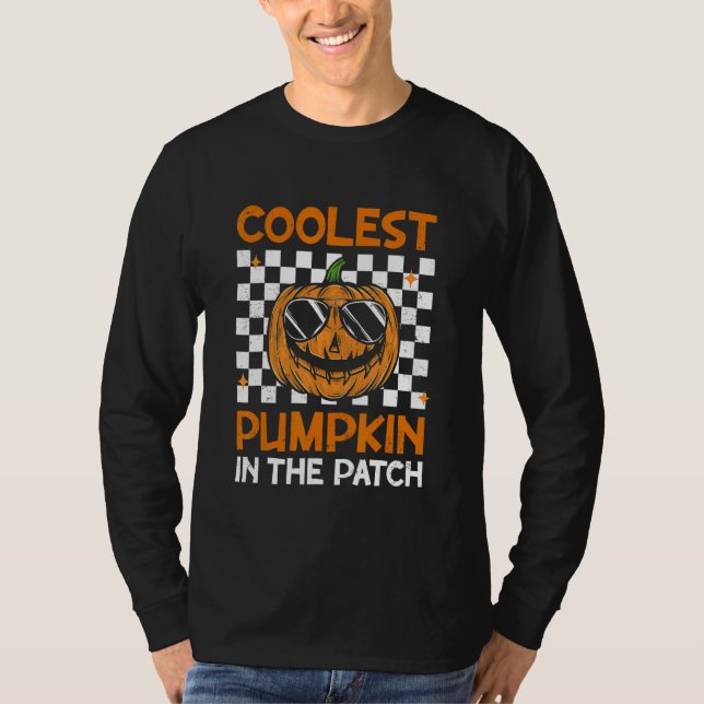 Retro Cooler Kürbis im Patchgroova Hallowee T-Shirt (Vorderseite)