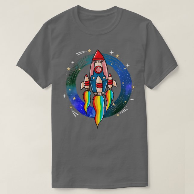 Retro-Cooler Raketenschiff T-Shirt (Design vorne)