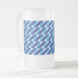 Retro Cooles Blau Geometrisches Dreieck Abstrakt Mattglas Bierglas