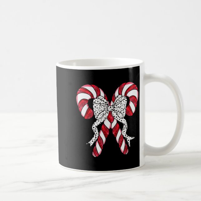 Retro Coquette Bow Candy Cane Christmas Season Wom Kaffeetasse (Rechts)
