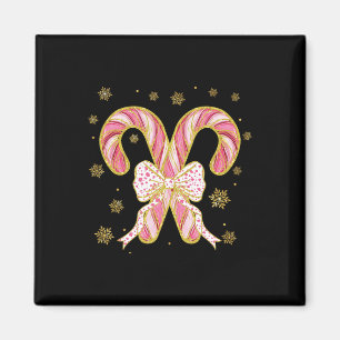 Retro Coquette Bow Candy Cane Weihnachtssaison Wom Magnet
