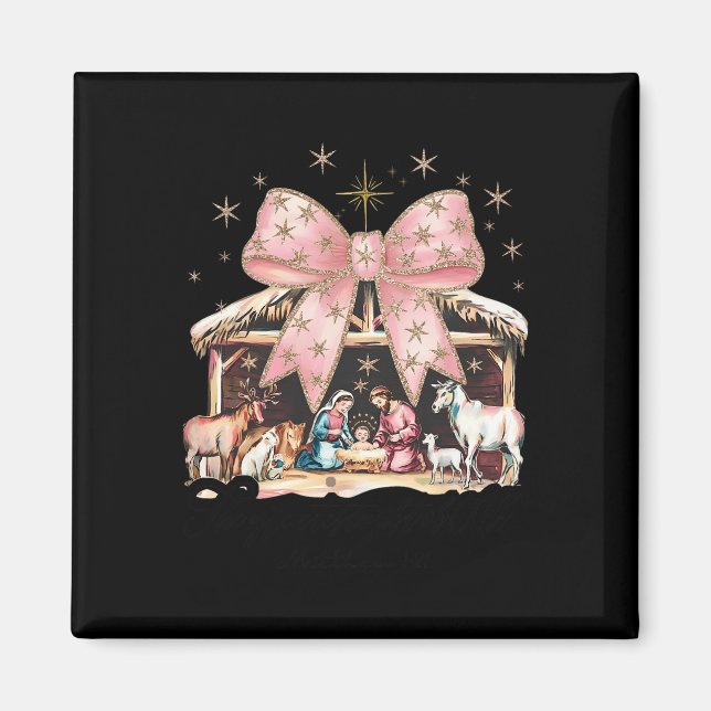 Retro Coquette Bow Christlichen Weihnachten Bester Magnet (Vorne)