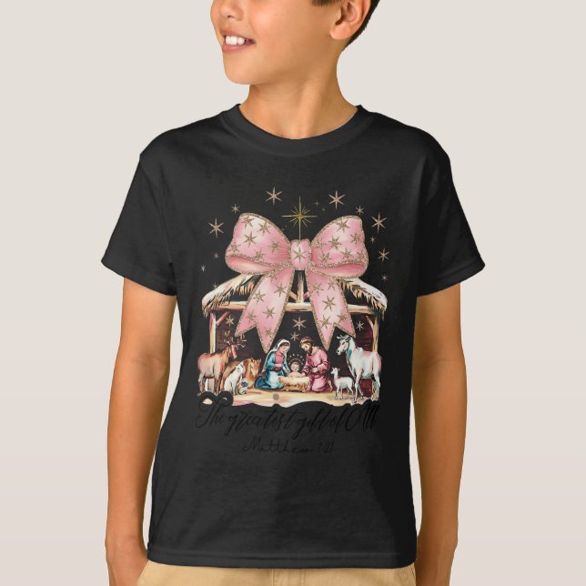 Retro Coquette Bow Christlichen Weihnachten Bester T-Shirt (Vorderseite)