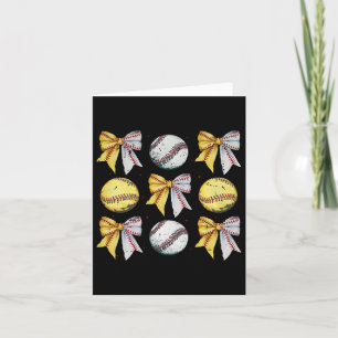 Retro Coquette Bow Funny Game Day Baseball Softwar Karte
