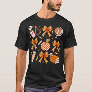 Retro Coquette Bow Lehrer Herbst Thanksgivin T-Shirt
