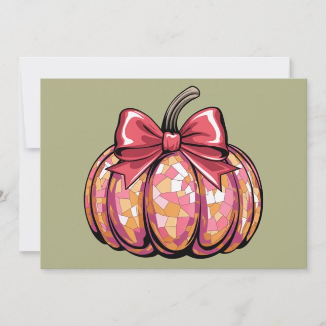 Retro Coquette Bow Pumpkin Fall Vibes Saison Einladung (Vorderseite)