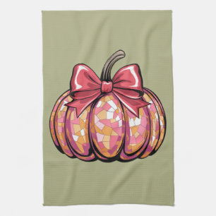 Retro Coquette Bow Pumpkin Fall Vibes Saison Geschirrtuch