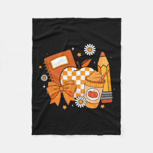 Retro Coquette Bow Stift Lehrer Fall Saison als Fleecedecke