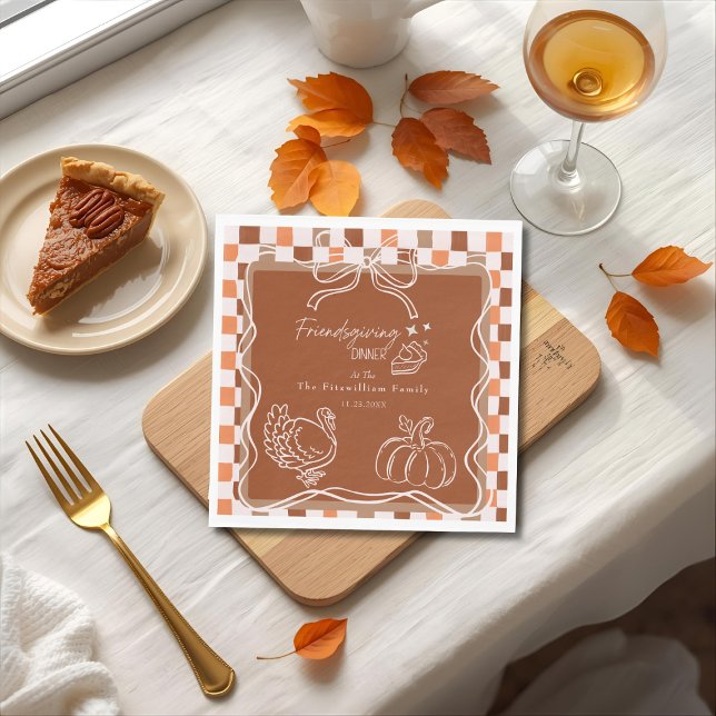 Retro Coquette Friendsgiving dinner Thanksgiving Serviette (Retro Coquette Friendsgiving dinner Thanksgiving Napkins)