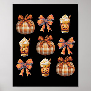 Retro Coquette Herbst-Kürbis-Bogen Herbstkaffee Al Poster