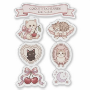 Retro-Coquette-Katzenclub-Aufkleberbogen Aufkleber