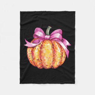 Retro Coquette Pumpkin Pink Bow Fall Erntedank Fleecedecke