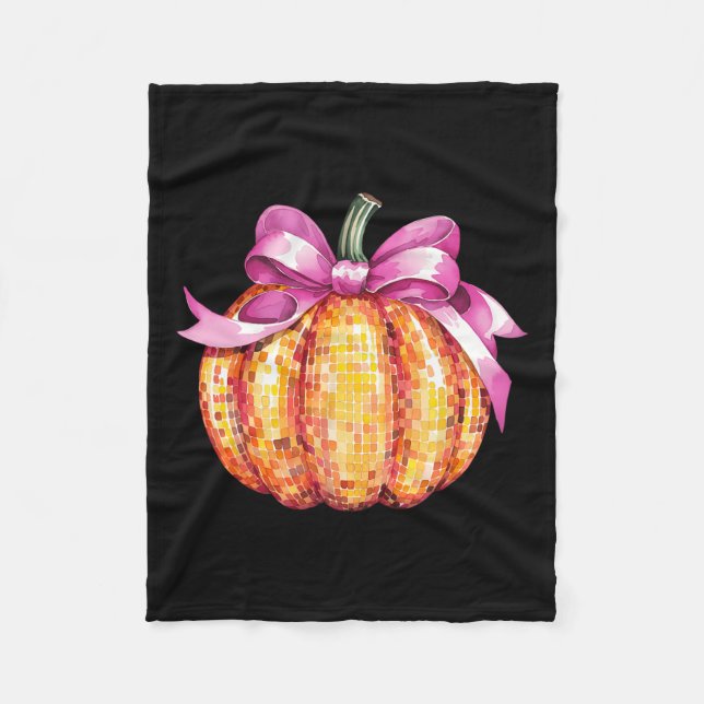 Retro Coquette Pumpkin Pink Bow Fall Erntedank Fleecedecke (Vorderseite)